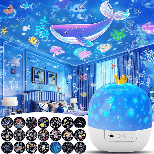🎃👻ULTIMELE ZILE DE REDUCERI - 50% REDUCERE💜Lampă de veghe cu proiector pentru copii, cu 15 seturi de filme🔋Încărcare tip C