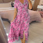 👗Rochie cu imprimeu floral și decolteu ascuțit🥰