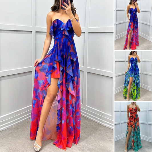 ✨Rochii la modă pentru femei din plasă cu imprimeu și tăietură💖