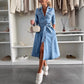 😘Rochie din denim cu mânecă lungă, cu buton, pentru femei✨
