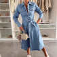 😘Rochie din denim cu mânecă lungă, cu buton, pentru femei✨