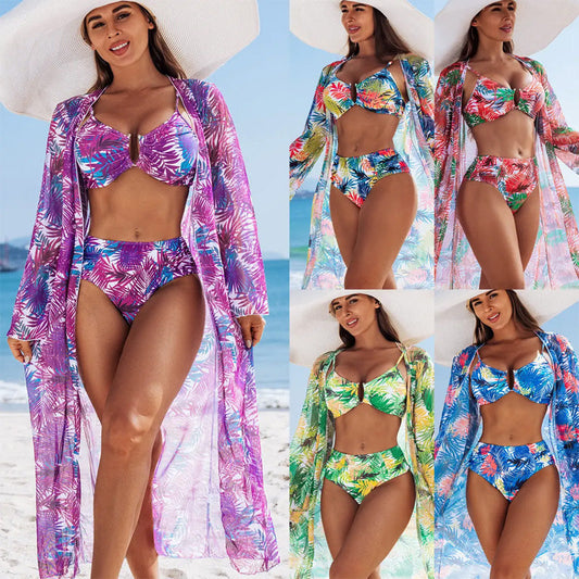👙Women's 3-Piece Bikini Set with Cover-Up🌞