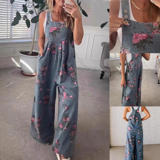 👖Salopeta casual imprimată din denim pentru femei💯