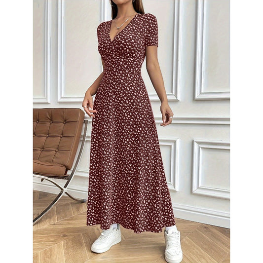 ✨Rochie maxi casual cu decolteu V cu model floral pentru femei👗