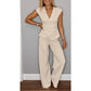 🔥Set elegant pentru femei: top cu gât în V și pantaloni