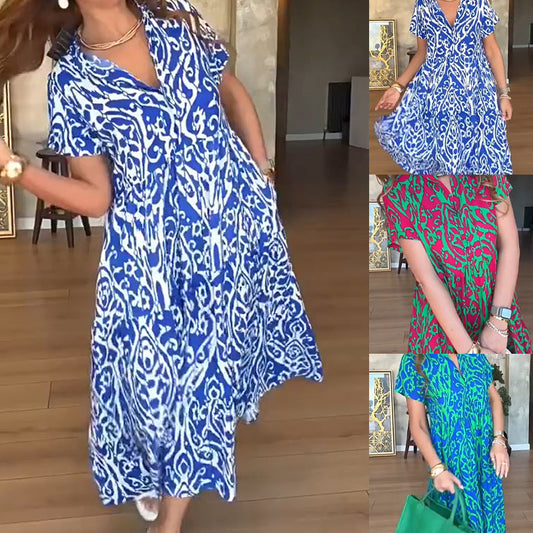 ✨Rochie lungă A-line cu imprimeu pentru femei