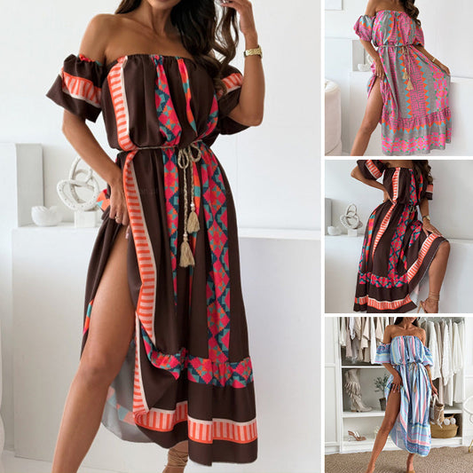 🌈Vibrant Print Off - Shoulder Dress | Nuanțe luminoase pentru vibrații fericite