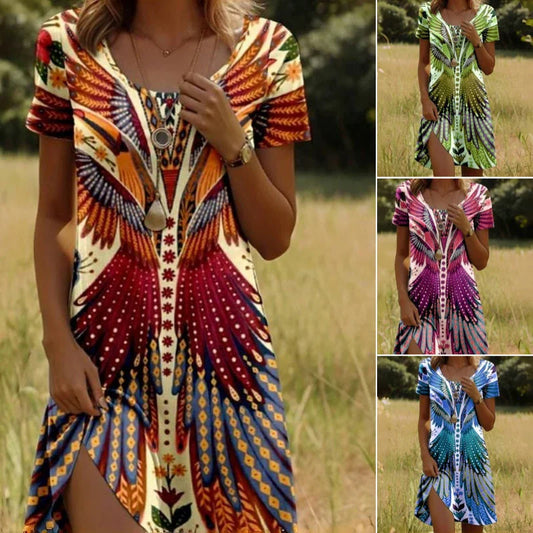 🔥Rochie cu mânecă scurtă cu flori pentru femei