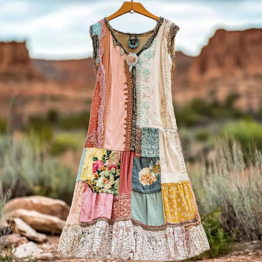 🔥 Rochie fără mâneci imprimată floral de epocă pentru femei 🍃👗