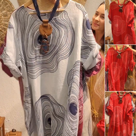 【S-3XL】🔥Rochii casual din in natural imprimate pentru femei👗