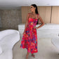 👗Rochie elegantă cu curea spaghete pentru femei cu imprimeu floral