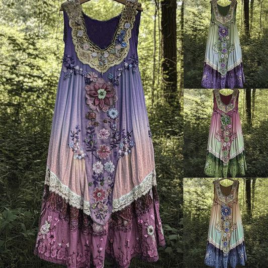 ✨Rochie medie cu guler în formă de U și fără mâneci, imprimată 3D👗