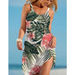🌈U-Neck colorat imprimat vrac scurt spaghete curea rochie👗