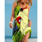 🌈U-Neck colorat imprimat vrac scurt spaghete curea rochie👗